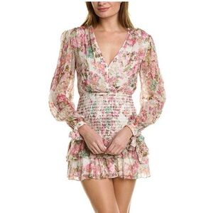 NWT Rococo Sand Surplice Pink Floral Mini Dress